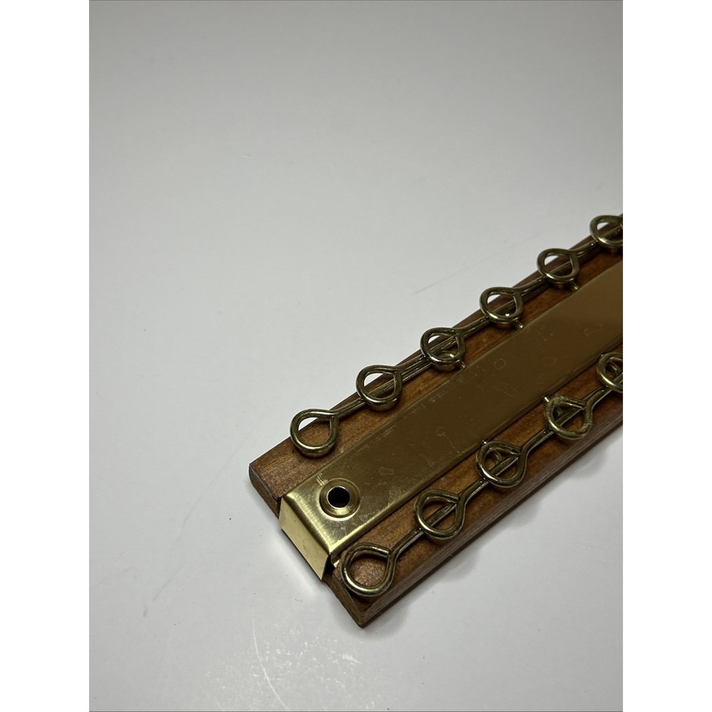 Brass Wood Vintage Tie Scarf Belt Hanger Holder Wall Mount Organizer Nostalgic - Picture 3 of 6
